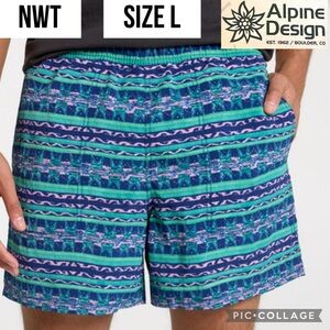 NWT Alpine Design Mens Swim Trunks Blue Horizon Lined 5” Inseam Nylon Swimsuit L